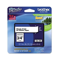 Brother P-Touch Tze241 0.7 in. x 26.2 ft. TZE Standard Adhesive Laminated Labeling Tape - Black on White