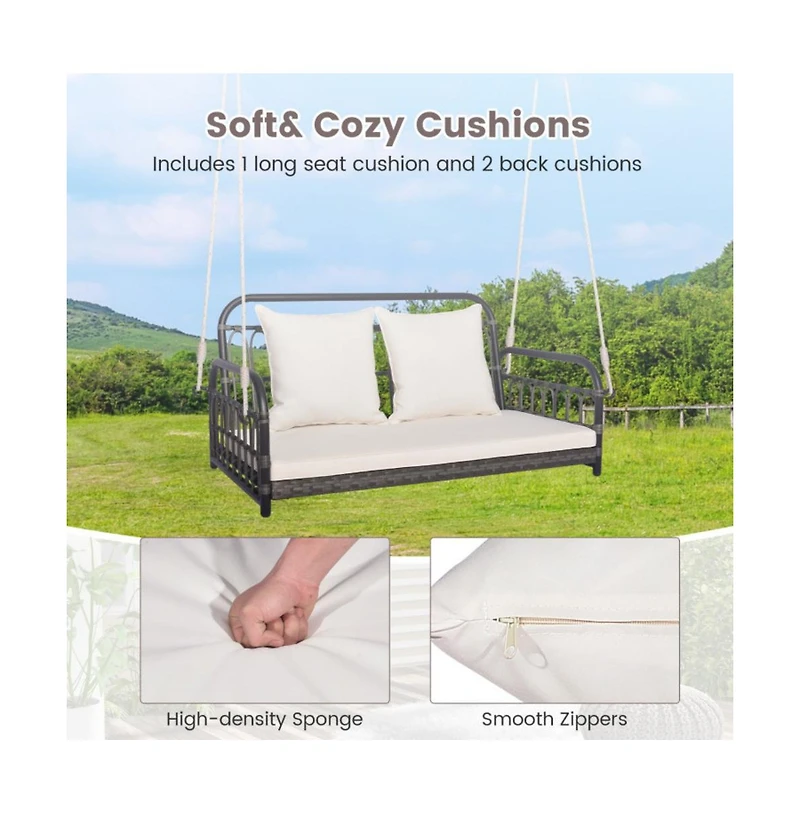 2-Person Outdoor Hanging Chair with Ropes