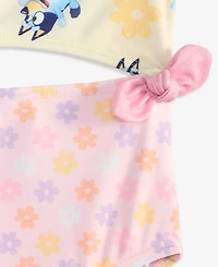 Bluey Girls' 2-6X Floral-Print Swimsuit