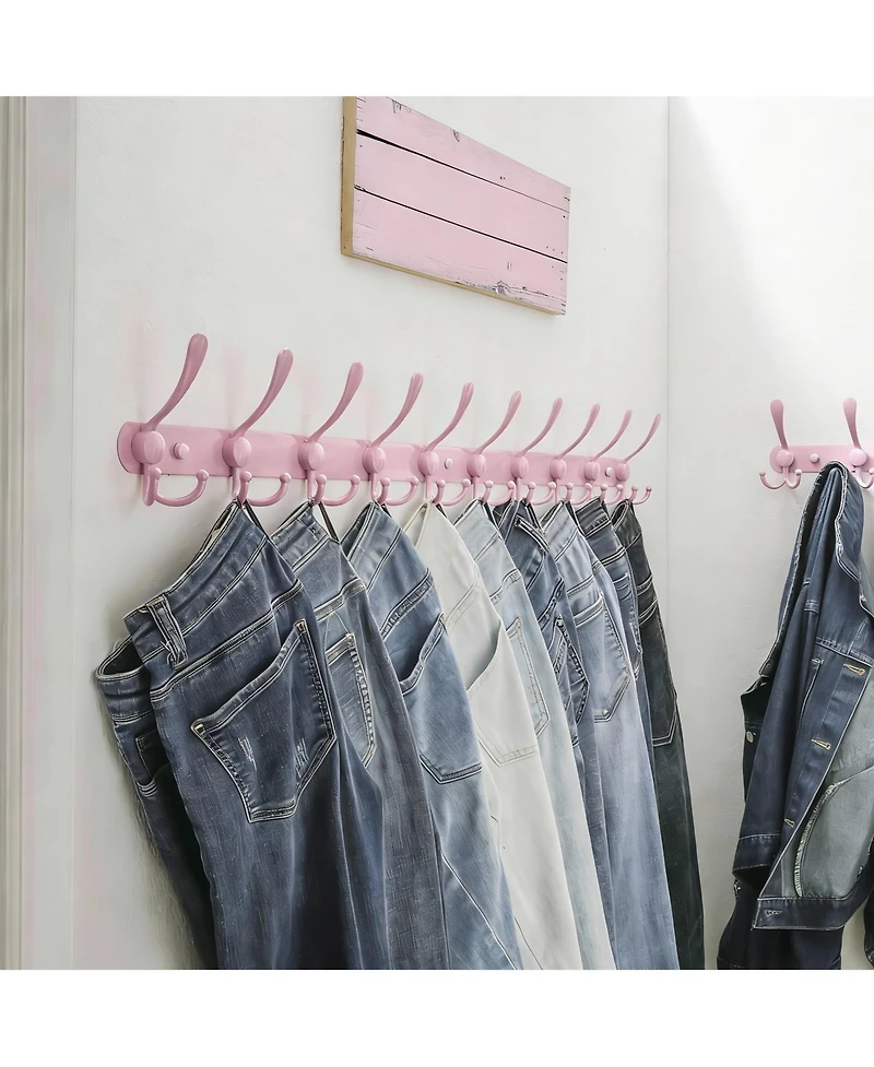 Yigii Stainless Steel 38" Long 10-Tri-Heavy Duty Coat Rack Pink