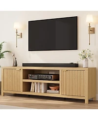 gaomon Fluted Tv Stand for 80 in, Modern Entertainment Center with Storage, Wooden Media Console Cabinet