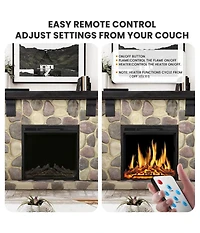 Cowsar 50" Electric Fireplace Tv Stand, Fireplace with Faux Stone-Look Mantel, 750W/1500W Dual Heat Settings