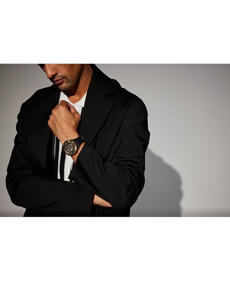 Bulova Men's Marc Anthony Automatic Chronograph Maquina Black Silicone Strap Watch 46mm