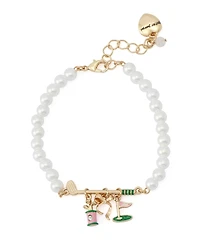 Betsey Johnson Faux Stone Golf Charm Mother of Pearl Strand Bracelet