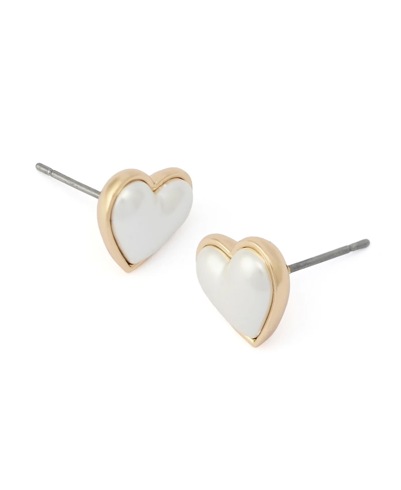 Betsey Johnson Faux Mother of Pearl Heart Stud Earrings