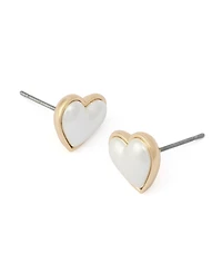Betsey Johnson Faux Mother of Pearl Heart Stud Earrings