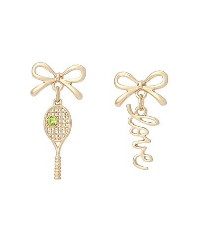 Betsey Johnson Faux Stone Tennis Racquet Love Mismatch Earrings