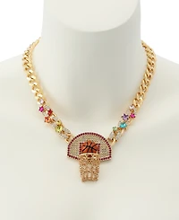 Betsey Johnson Faux Stone Basketball Pendant Statement Necklace
