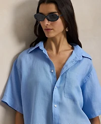 Polo Ralph Lauren Women's Woven Short-Sleeve Collared Top