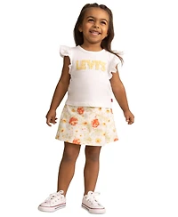 Levi's Girls' 4-6X Ruffle Knit Top and Skort, 2-Piece Set