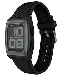 Armani Exchange Men's Lcd Black Silicone Watch, 42mm