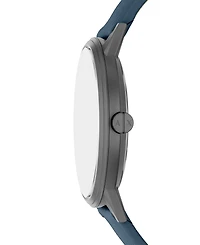 Armani Exchange Men's Quartz Three-Hand Blue Leather Watch, 42mm