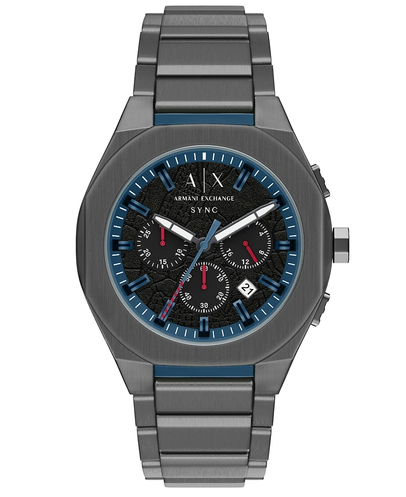 Armani Exchange Men's Sync Quartz Chronograph Gunmetal Stainless Steel Watch, 44mm