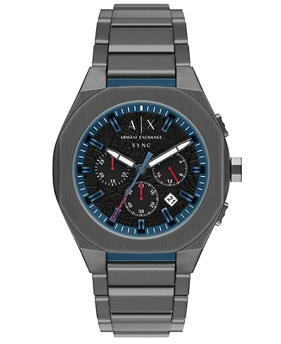 Armani Exchange Men's Sync Quartz Chronograph Gunmetal Stainless Steel Watch, 44mm