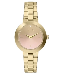 Armani Exchange Women's Quartz Two-Hand Gold Stainless Steel Watch, 36mm