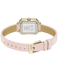 Armani Exchange Women's Quartz Three-Hand Pink Leather Watch, 27mm
