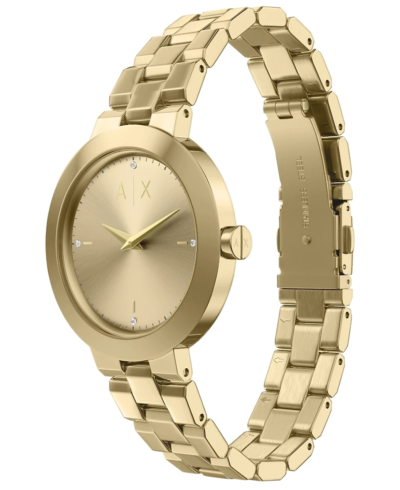 Armani Exchange Women's Quartz Two-Hand Gold Stainless Steel Watch, 36mm