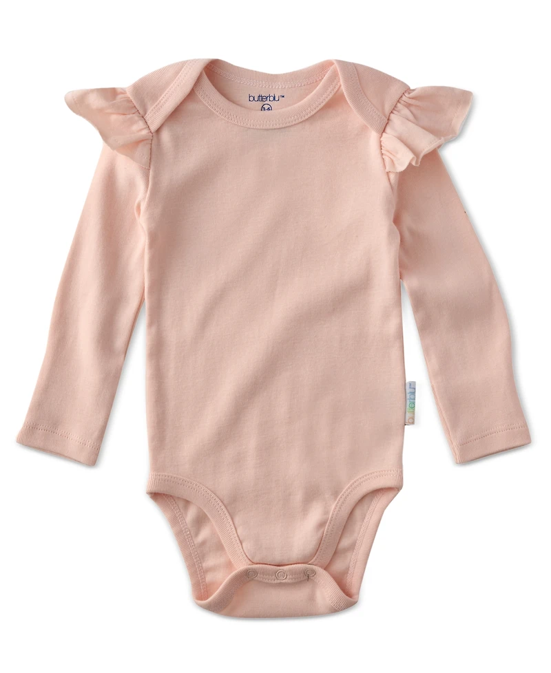 butterblu Baby Girls' Ashley Ruffle Shoulder Long-Sleeve Bodysuits 5-Pack