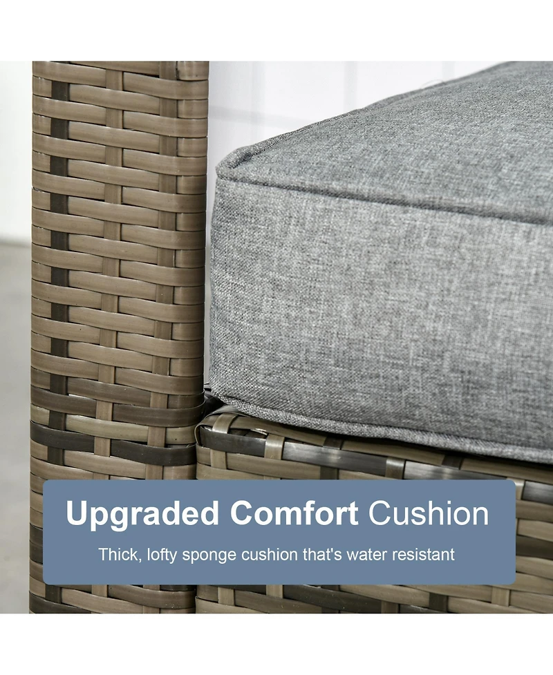 Outsunny 3 Piece Patio Furniture, Pe Wicker Storage Table & Chairs,