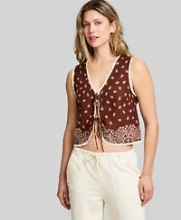 Now This Womens Bandana Tie Front Vest Macys Exclusive