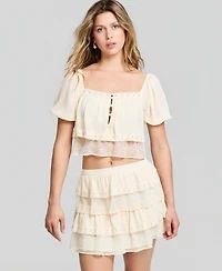 And Now This Women's Chiffon Lace Short-Sleeve Top, Macy's Exclusive