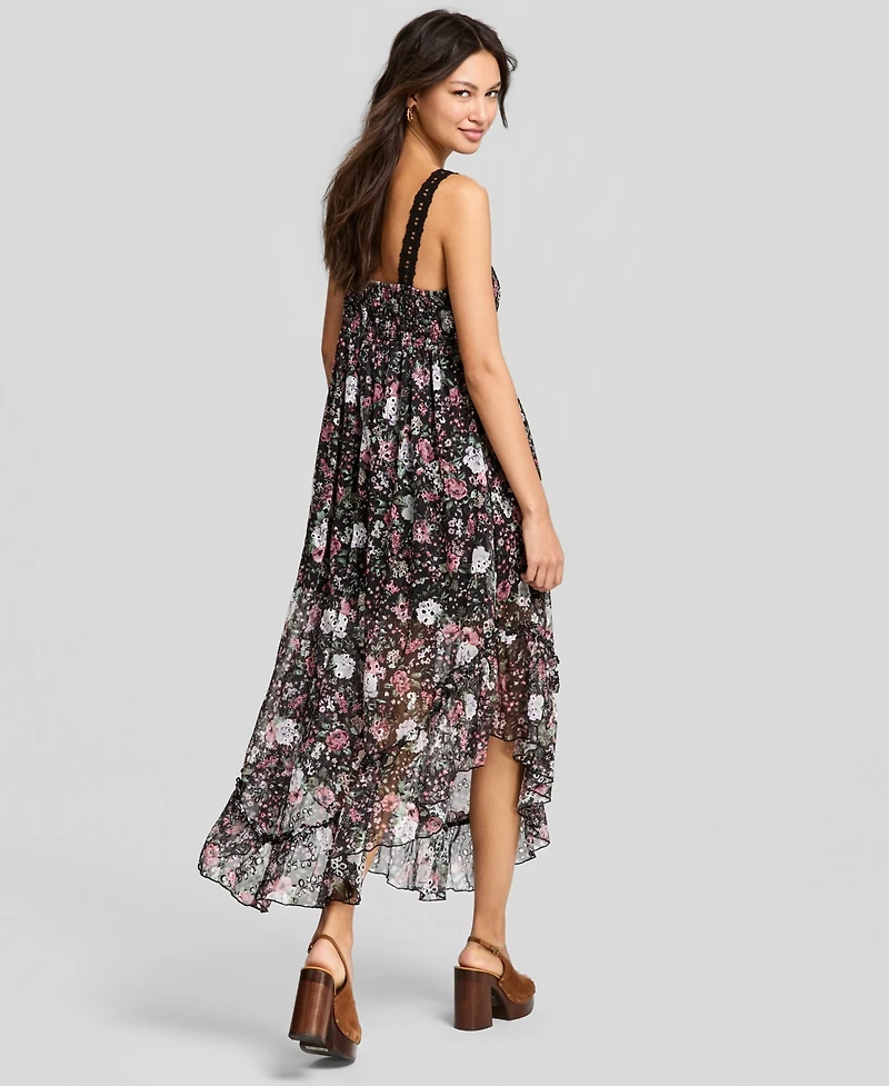 And Now This Women's Asymmetrical Chiffon Eyelet Maxi Dress, Macy's Exclusive