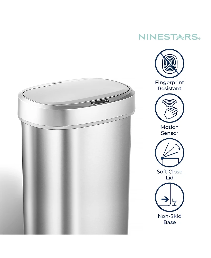 Ninestars Automatic Sensor 13 Gallon Kitchen Trash Can Soft Close Stainless Steel
