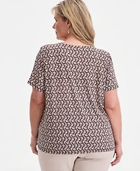 Jm Collection Plus Zippered V-Neck Top, Macy's Exclusive