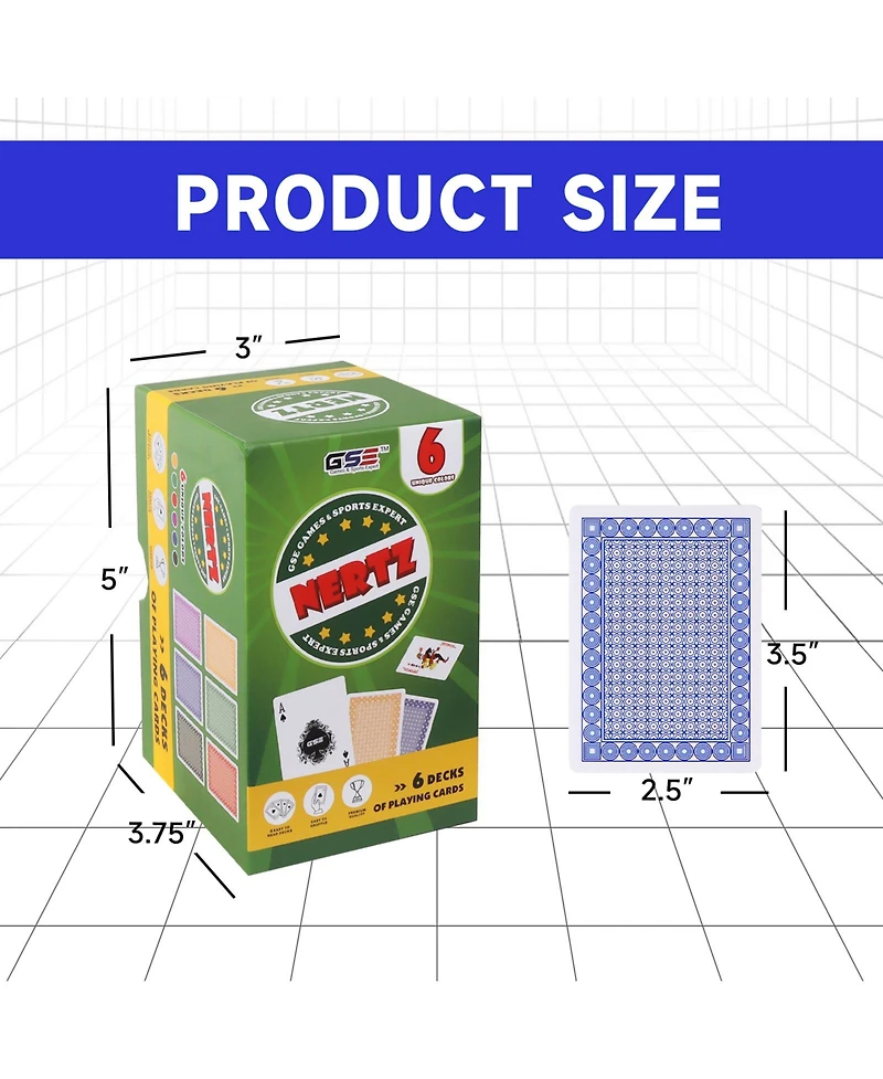 Gse Games & Sports Expert -Deck Nertz Card Game Set, Multi-colored Playing Cards for Poker, Blackjack, Rummy, Go Fish