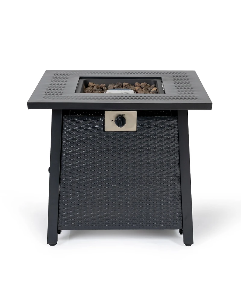 Flynama 28 Inch Iron Square Propane Fire Pit Table 50000 Btu Adjustable Flame Multi Purpose Outdoor Patio Table