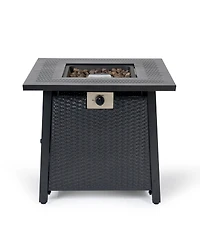 Flynama 28 Inch Iron Square Propane Fire Pit Table 50000 Btu Adjustable Flame Multi Purpose Outdoor Patio Table