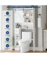 Homfan 65.4" h Bathroom Shelf over with Sliding Barn Door, for Bathroom, Laundry