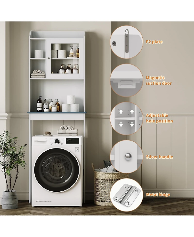 Homfan 68.5" h Bathroom Organizer Space Saver Over Toilet, Wood Rack for Bathroom, Restroom