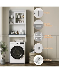 Homfan 68.5" h Bathroom Organizer Space Saver Over Toilet, Wood Rack for Bathroom, Restroom