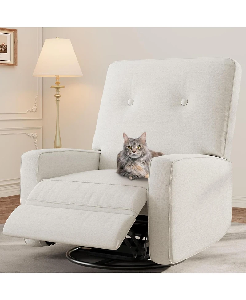 gaomon Recliner Chair, 360° Swivel Rocking Glider Chair for Adults with Adjustable Backrest & Footrest, Cozy Upholstered Armchair for Living Room