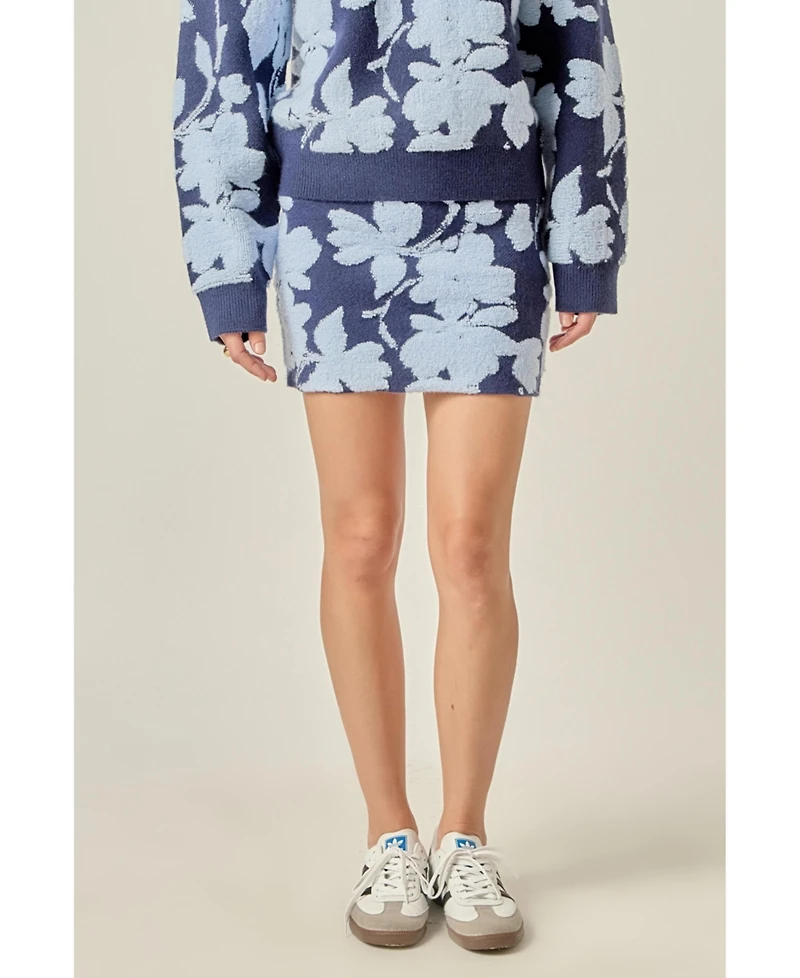 English Factory Women's Fuzzy Flower Mini Skirt