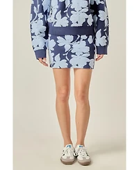 English Factory Women's Fuzzy Flower Mini Skirt