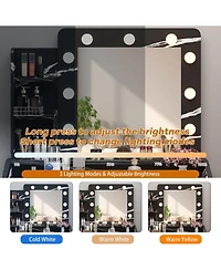 Gaomon Vanity Desk Mirror and Led Lights - Makeup Vanity Desk for Bedrooms, Apartments, Easy to Assemble