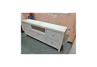 gaomon Rustic 6-Door Wooden Tv Console, Large Storage Media Cabinet for Living Room & Home Decor, White