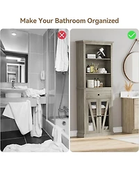 gaomon 67" Tall Bathroom Storage Cabinet - Storage Cabinet with Shelf & Drawer Tower Storage Cabinet for Bathroom, Living Room