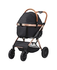 Aostirmotor 4-Wheel Dog Stroller with Brakes & Carrier, Holds 66lbs, for Small/Medium Dogs