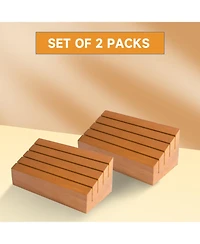 Gse Games & Sports Expert Set of Wooden Playing Card Holders Tray Racks Organizer for Kids Seniors Adults