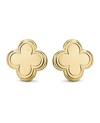 Devata Contour-lined Clover Stud Earrings in Gold Plated Sterling Silver