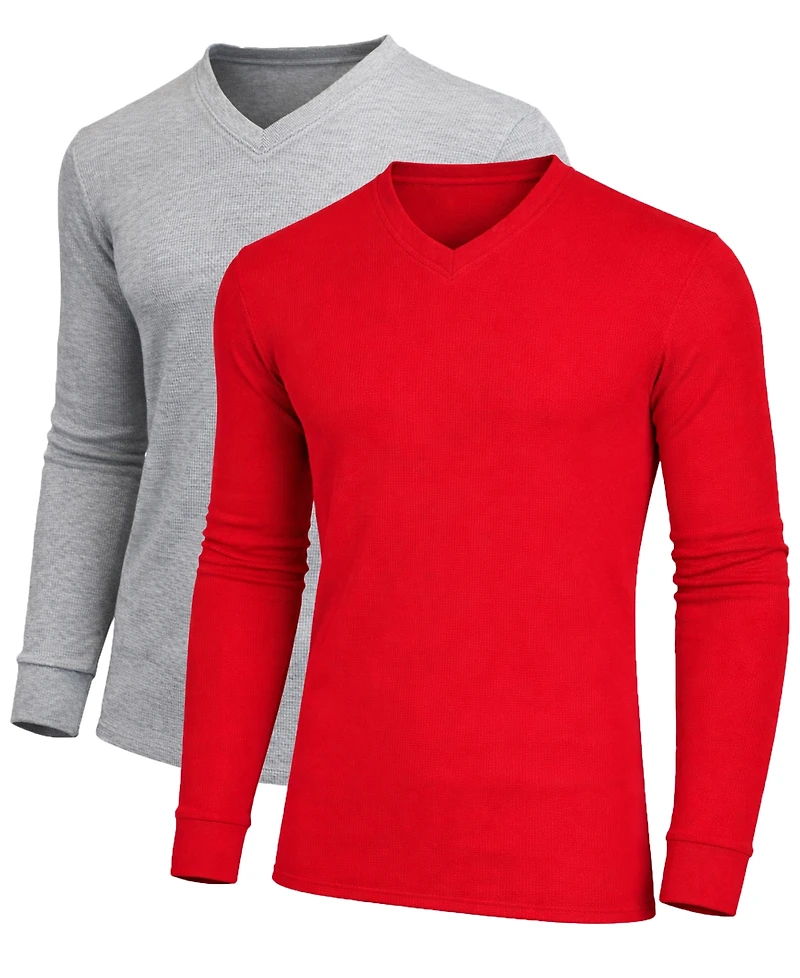 Galaxy By Harvic Men's Long-Sleeve V-Neck Thermal Shirt, 2-Pack