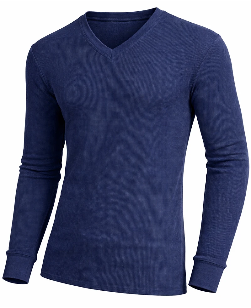 Galaxy By Harvic Men's Long-Sleeve Waffle-Knit V-Neck Thermal T-Shirt