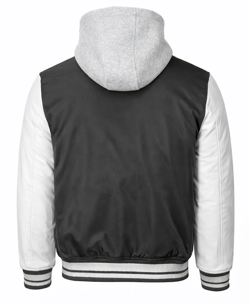 Q-Active Men's Ribbed Collar Hooded Varsity Jacket
