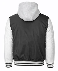 Q-Active Men's Ribbed Collar Hooded Varsity Jacket