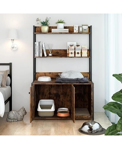 gaomon Litter Box Enclosure with 2 Storage Shelves