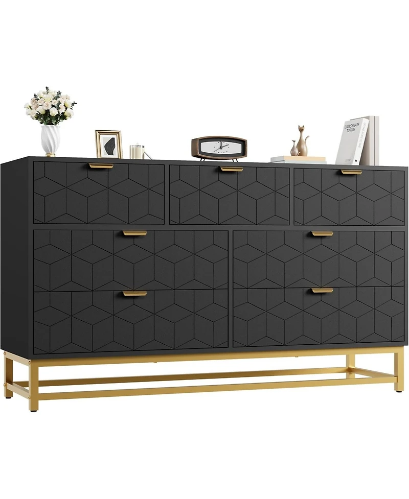 gaomon 7 Drawer Dresser for Bedroom, 53.5" Large with Metal Legs, Modern Chest Organizer Wide Storage, of Drawers Bedroom