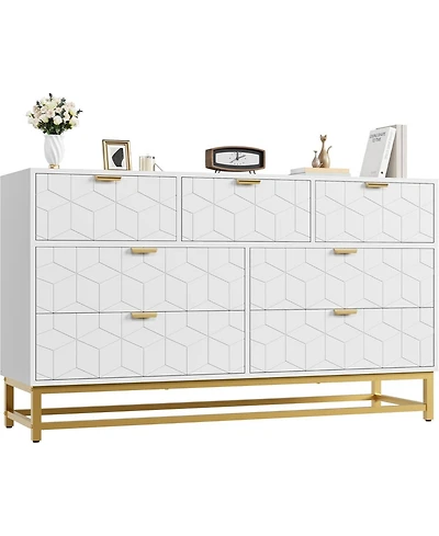 gaomon 7 Drawer Dresser for Bedroom, 53.5" Large with Metal Legs, Modern Chest Organizer Wide Storage, of Drawers Bedroom